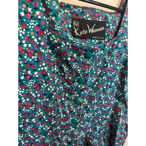 Vintage 80's Kate Warner Floral One Piece Shorts Tank Romper Size S/M - Picture 8 of 10